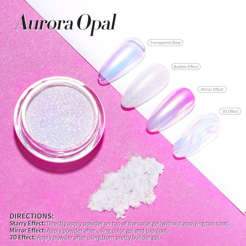 Born Pretty Chrome Nail Powder Auroras Nail Powder Mermaid Pearl Powder - color: Color 1