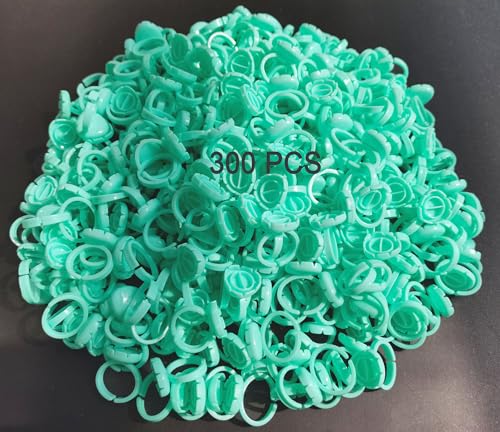 Glue Rings for Eyelash Extension, 300 PCS Glue Rings Lash Extension Supplies Lash Rings for Glue, Disposable Glue Cups Eyelash Glue Holder Lash Extension Glue Rings, Lash Fan Blossom Glue Cups, Green - color: green