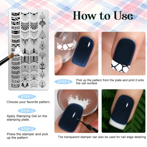 6 Sheets Nail Stamping Plate Basic Patterns Nail Art Stamp - color: Basic Patterns