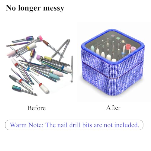Cellentool 30 Holes Nail Drill Bits Holder Rhinestone Case Box - color: Deep Blue, size: 30 Holes