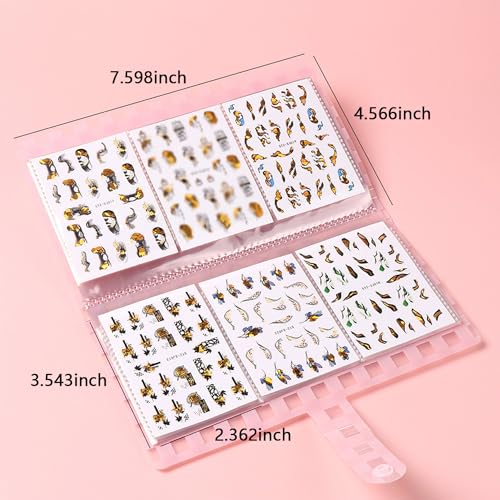 120 Slots Collecting Album for Nail Polish Strips Full Nail Wraps Toenail Stickers Storage Empty Storage Binder Book Water Transfer Nails Decals Collect Book Tools Accessories - Plaid - color: Pink Plaid