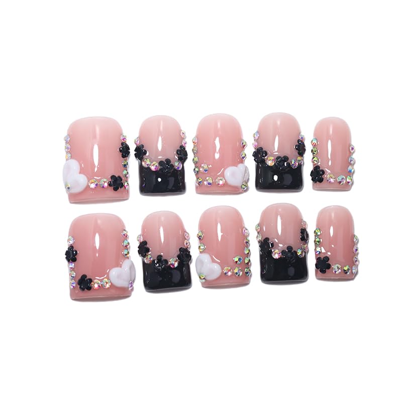 Handmade Short Square French Press On Nails | Reusable&Salon Quality-O905,L - color: O905, size: L