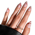 PaintLab Red Outline Press On Nails, Short Almond, 24pcs Nail Kit - color: Red Outline