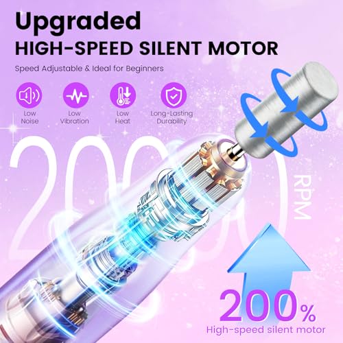 Nail Drill Kit with Mini Dust Collector & Purple Storage Bag for Beginners - color: Purple