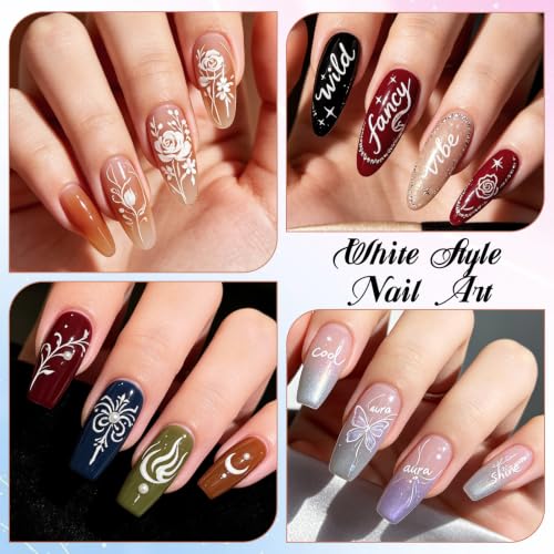 TOROKOM White Nail Art Pens, 0.7mm Nail Art Markers 3D Nail Polish Pens - color: White-0.7mm