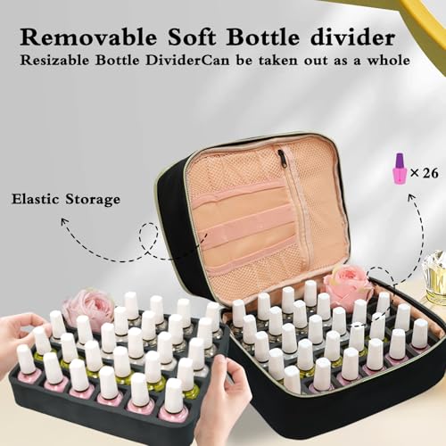 Nail Polish Organizer Bag, Double-Layer, Black - color: Black