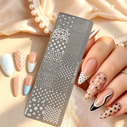 Nail Stamping Plates Kit With Stamper-French Line,Curve,Star,Dot Templates
