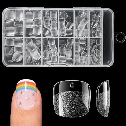 Krofaue Kids Fake Nails - Squared Half Matte Acrylic Nail Tips - color: 240 PCS Half Matte Squared Oval Kids Nail Tips
