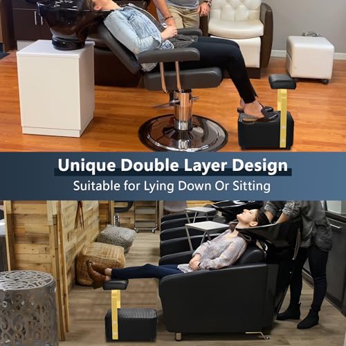 Independent Footrest for Backwash Beauty Spa Shampoo Bowl and Chair Set,Footstool for Spa Beauty, Ottoman for Shampoo Station Chair in Salon and Spa (Golden) - color: Golden