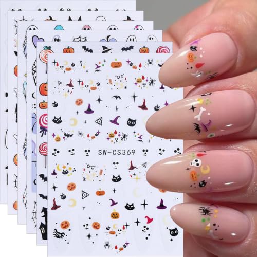 Halloween Nail Art Stickers Decals Spooky Holiday Nail Decals - color: Multicolor-01
