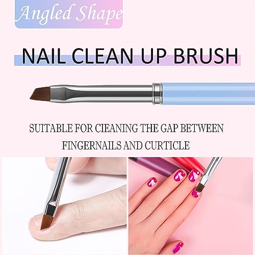 3Pcs Nail Art Clean Up Brushes,For Nail Art & Cuticle Cleaning - color: Color