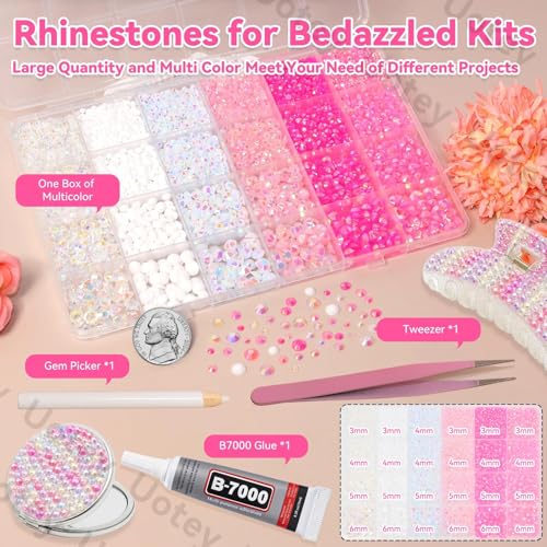 24Grid Flatback Rhinestones Kit, White Pink AB Clear Gems for Crafts DIY - color: S2