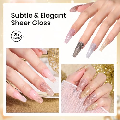Beetles Dip Powder Nail Kit, 6 Colors White Pink Grey Yellow Glitter - color: Luxury Radiance
