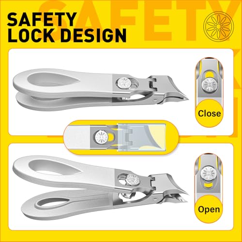Toenail Clippers for Thick Toenails, Wide Jaw Opening Nail Clippers for Men - size: Slanted & Curved 3pcs