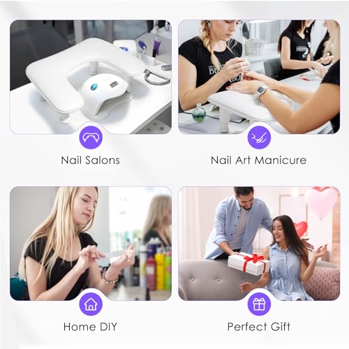 Big Arm Rest for Nails Tech, Height Adjustable, U-Shaped, White - color: 2nd Gen Height-adjustable Cream White