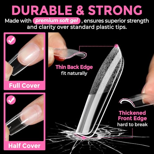 UNA GELLA Medium Square Soft Gel Nail Tips 216pcs