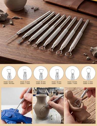 14Pcs Clay Sculpting Tools Kit, Ceramic Clay Ball Stylus Dot Painting Tools, Air Dry Clay Tools Set for Carving, Dotting, Embossing, Shaping, Molding, Pottery Crafts, Nail Art, Rhinestone, Rock - color: 14PCS