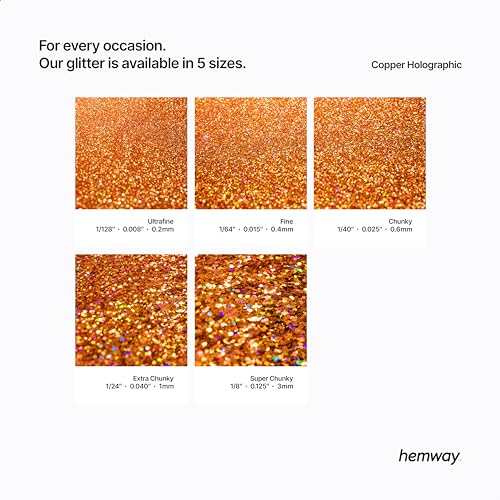 Hemway Biodegradable Glitter Copper Holographic 3.5oz Eco Friendly Fine - color: Copper Holographic, size: Fine (1/64" 0.015" 0.4mm)