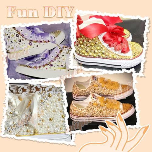 qiipii 2mm-10mm Ivory AB Flatback Half Pearls Nail Charms Half Round Gems - color: Beige, size: AB Coating Half Pearls