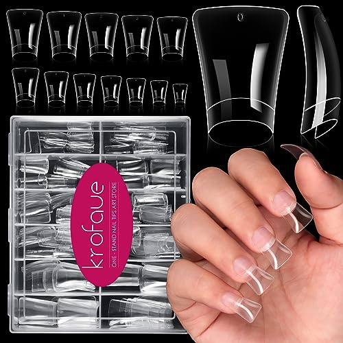 krofaue Duck Nail Tips - Clear Flexible Gel Curved Nail Tips - color: Clear Duck Half Cover