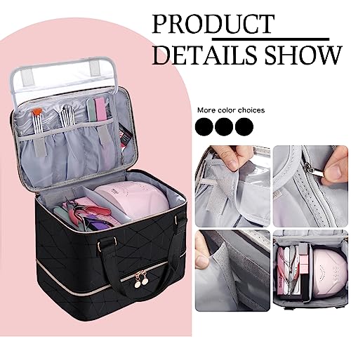 FCQQYWZ Nail Polish Organizer Case Hold 40+ Bottles (15ml/0.5 fl.oz) and Led Nail Lamp, Nail Supply Organizers and Storage for Nail Tech, Nail Dryer Case Nail Polish Bag Nail Kit Organizer (BLACK) - color: Black-40Bottles