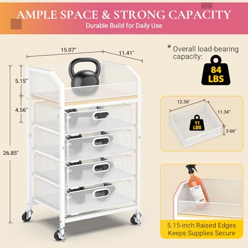 Goovilla Rolling Makeup Organizer Cart with Drawers, 5 Tier Metal, White - color: White, size: 5 Tier