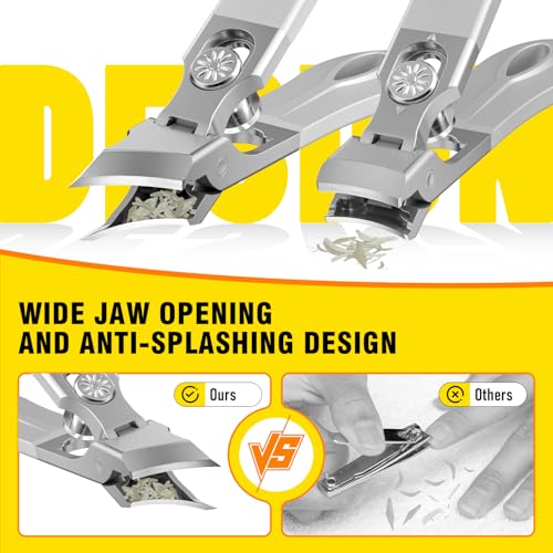 Toenail Clippers for Thick Toenails, Wide Jaw Opening Nail Clippers for Men - size: Slanted & Curved 3pcs