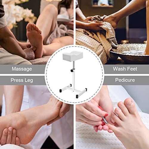 FLOLXNB Pedicure Foot Rest, Foot Massage Pedicure Stool, Tattoo Stand Adjustable Height Footstool Nail Equipment for Home Beauty Salon Spa (White) - color: White