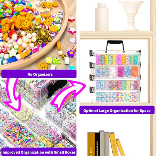 Bead Storage Organizer, 76 Small Containers and Lids, 4 Sizes - size: 4-Tier 8XL+20L+18M+30S