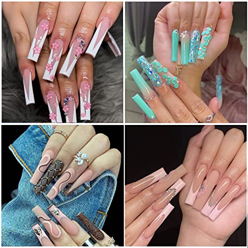 SWETIDY False Nail (600Pcs Refill XXL Coffin, No C Curve, Clear, Acrylic, Ballerina, Half Cover) - 4, 5, 6, 7 Sizes