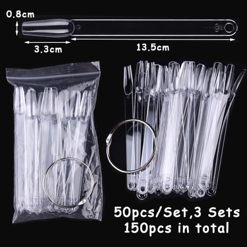 150 Pcs Nail Polish Swatch Sticks with Ring, Clear Coffin Shaped - color: Clear Ballerina 150pcs