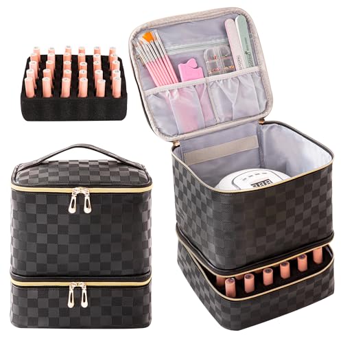 Nail Polish Storage Organizer Checkerboard Black - color: Checkerboard Black