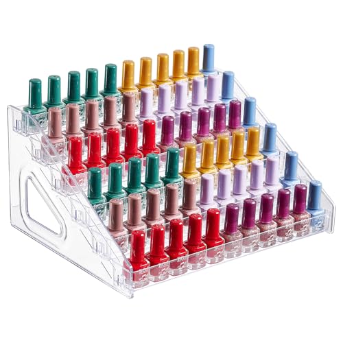 Acrylic Nail Polish Organizer Holder Rack 6 Layers, Clear Display Stand For Sunglasses,Essential Oils, Makeup Organizer, Holds Up to 72 Bottles - size: 6 Tier