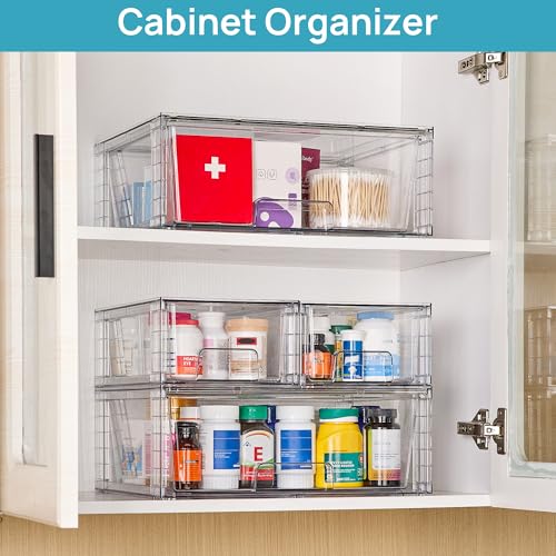 Vtopmart Clear Stackable Storage Drawers, 5 Pack Wide Storage Set - style: 3 Wide+2 Small