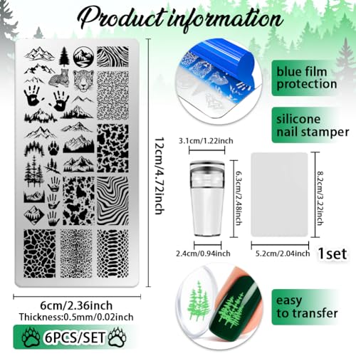 6 Sheets Nail Stamping Plate Forest Animals Nail Art Stamp - color: Forest Animals