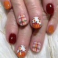 Fall Press on Nails, Thanksgiving Day False Nails, Short Square, 24Pcs - color: Style-24