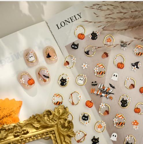 Nail Stickers Halloween - Cute Ghost, Pumpkin, Cat - color: Color-31