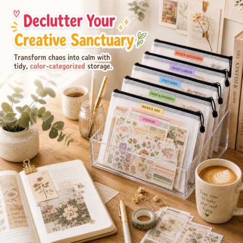 12 Pcs Sticker Storage Organizer Clear Zipper Pouches (9.5×7 Inches) - size: 9.5x7inch