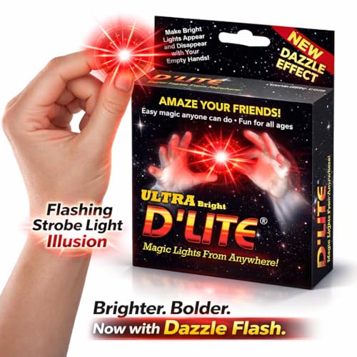 D'lite Magic Thumb Lightup Trick Set / 2 Original Amazing Ultra Bright Light Magic Fingers - Closeup & Stage Magic Tricks - Easy Illusion Anyone Can Do It - Magic Trick for Adults (Red Dazzle) - color: Red Dazzle