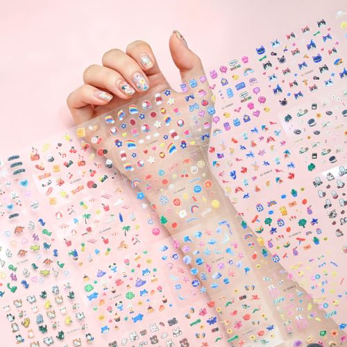 30 Sheets Cute Nail Stickers Cute Nail Art Stickers for Women DIY Manicure Nail Decorations - color: Style-07