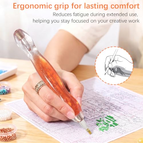 CXJINZE 9 Pcs Plastic 5D Diamond Art Pens Kit,Orange - color: Orange-9pcs