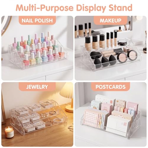3 Layer Nail Polish Organizer Clear Multi Tier Organizer, Display Nail Stand for Nails Polish, Eyeglasses, Sunglasses, Essential Oils, Makeup, Skincare and Perfume Storage