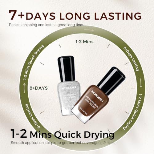Morovan Workwear Nail Polish Set: Green Dark Olive Brown Nude Women Gift - color: Workwear Neutrals