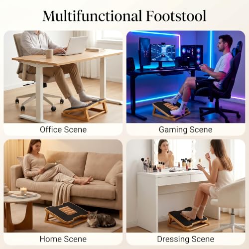 Bamboo Under Desk Foot Rest Foot Stool Rocking Footrest (Nature Triangle) - color: Nature, size: Triangle