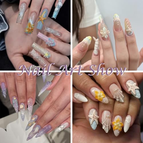 Laza 4pcs Ocean Silicone Nail Molds, Various Beach Nail Charms