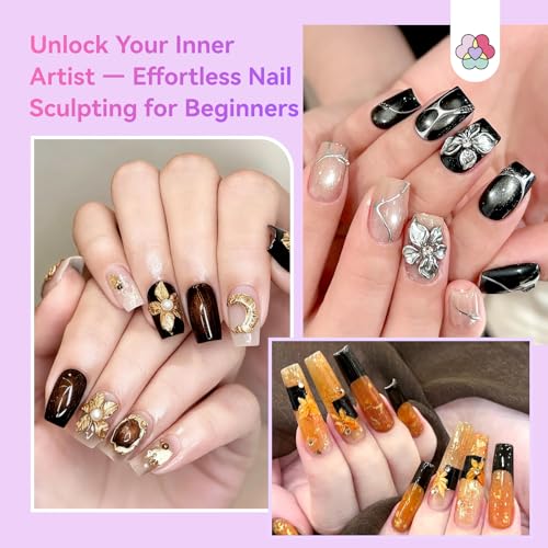 SAVILAND 3D Sculpture Gel Set, No-Wipe Non-Sticky Builder Nail Gel - color: A1-Metallic 3D Sculpture Gel