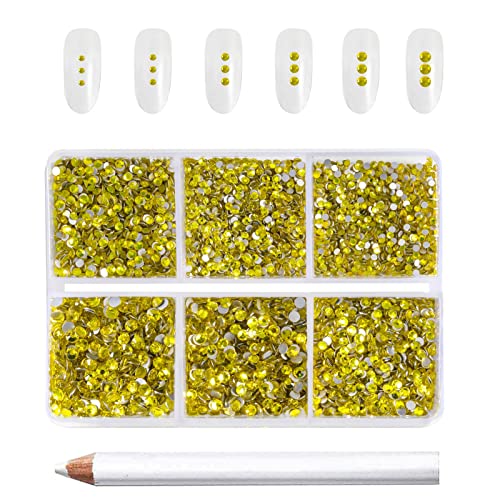 Beadsland Flatback Rhinestones, Lemon Yellow, 7200pcs Mixed 6 Sizes - color: Lemon Yellow