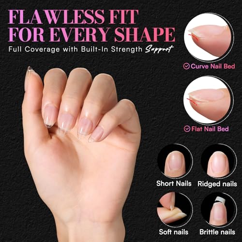 Makartt Extra Short Almond Nail Tips: 504PCS Pre Etched Clear False Nails Tips Almond Shapes, 15 Sizes Full Cover Half Matte Soft Acrylic Press On Nail Extensions Supplies Salon and DIY at Home - size: Extra Medium Almond-504 Pcs