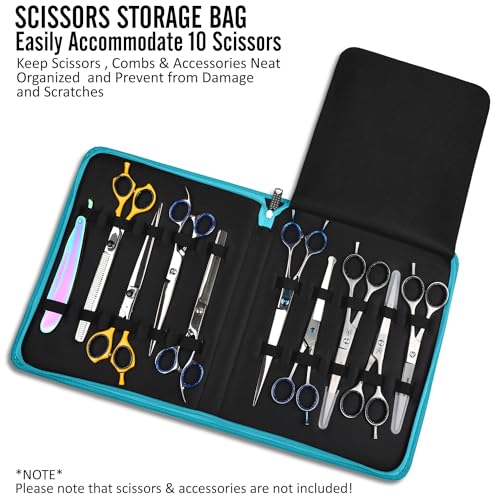 Case Holds 10 Grooming or Beauty Shears (TURQUOISE) - color: TURQUOISE