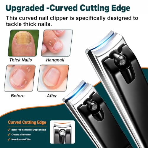 Nail Clippers Set, Fingernail and Toenail Clipper Cutters Trimmers Kit - color: 2pack - Satin Black